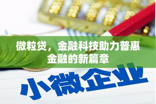 梅河口微粒贷，金融科技助力普惠金融的新篇章