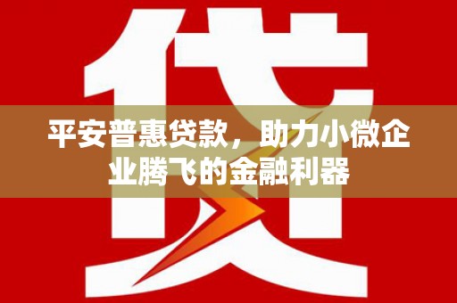 梅河口平安普惠贷款，助力小微企业腾飞的金融利器