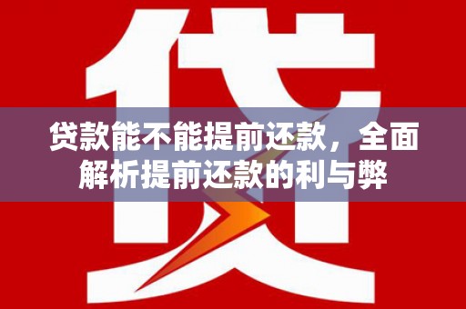 梅河口贷款能不能提前还款，全面解析提前还款的利与弊